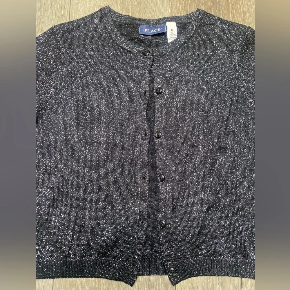The Children’s Place Sparkly Cardigan Black Size 14